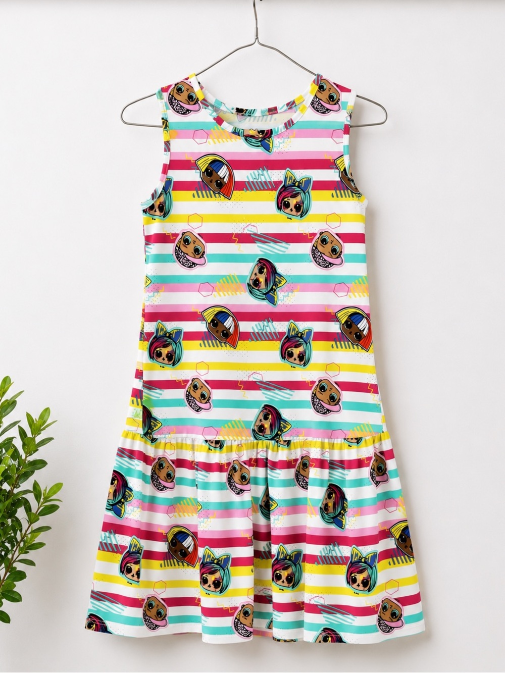 L.O.L. Surprise Girls Dress Size M 7/8 Striped Character Sleeveless Drop Waist